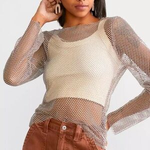 Retroluxe Rhinestone Mesh Blouse Excellent Condition Size Large